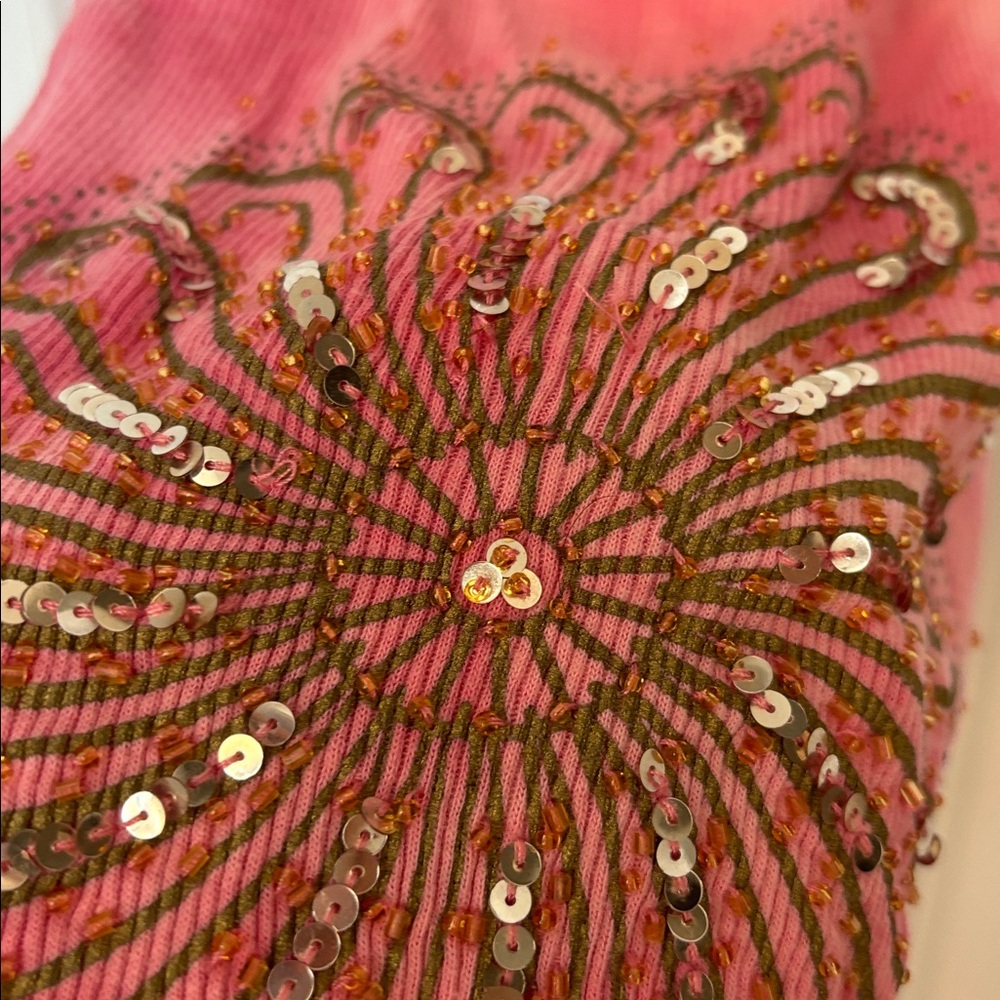 Marciano Pink and Gold Sequin Embellished Tank Top - Picture 5 of 10